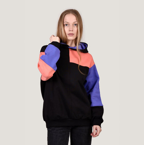 Colorblock HOODIE - Black:Purple:Peach